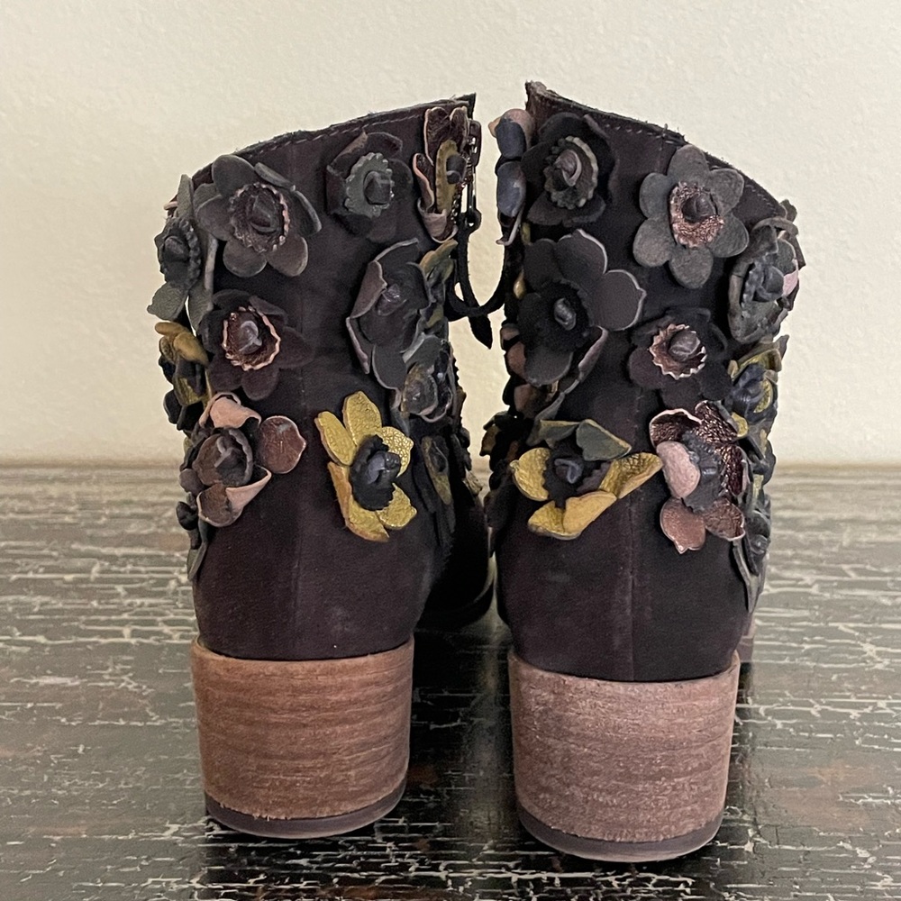 SHERIDAN MIA Sunflower Brown Suede Distressed Block Heel Boots Size 37/6.5 - Picture 10 of 16
